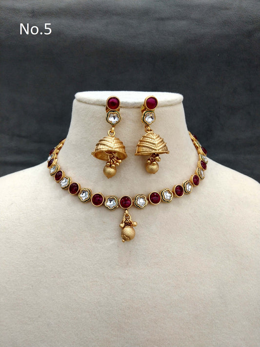 Gold polki necklace set Indian chivi Jewellery