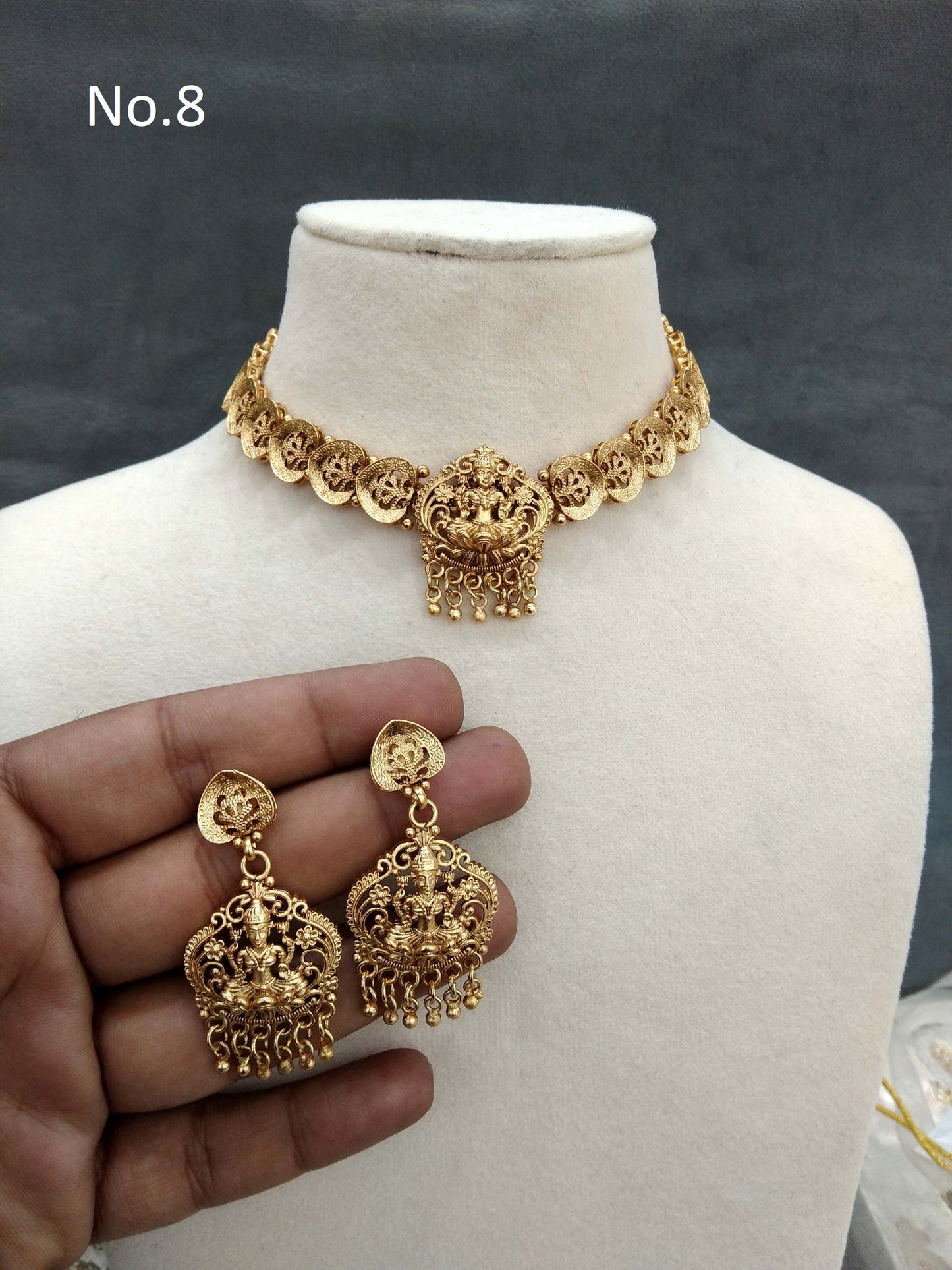 Gold polki Necklace set Indian chivi Jewellery