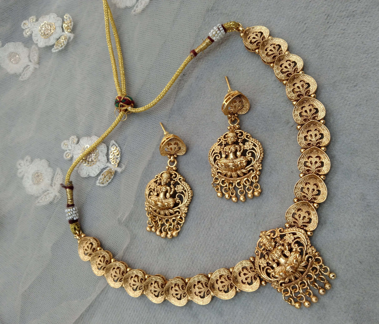 Gold polki Necklace set Indian chivi Jewellery