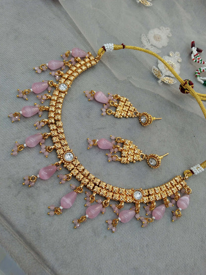 Gold pinki polki necklace Jewellery Indian punjabi birpal Jewellery