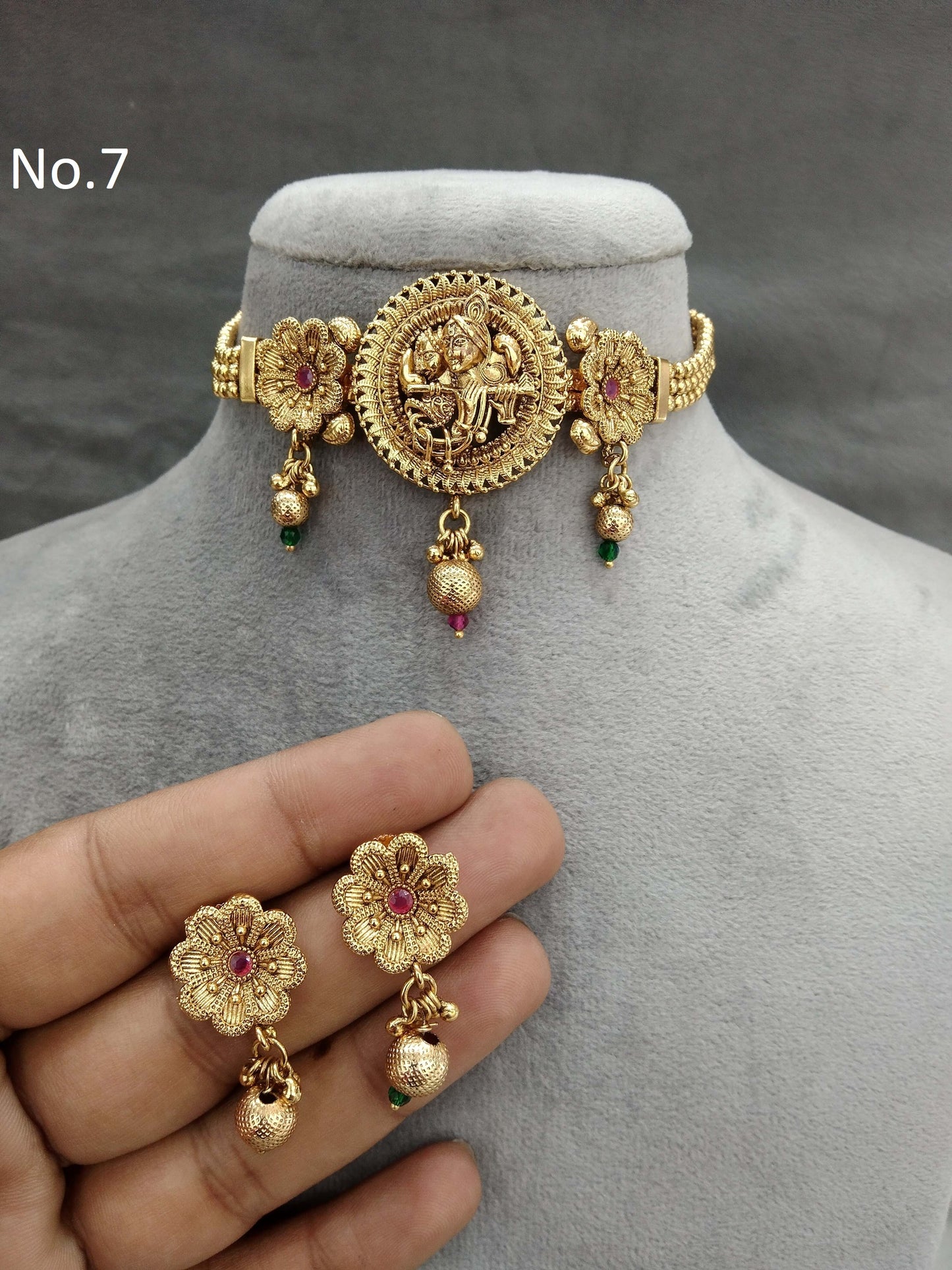 Choker Set Polki indian Jewellery Necklace Set/ Bollywood Style Gold Finish bini South Indian bridal Jewellery/