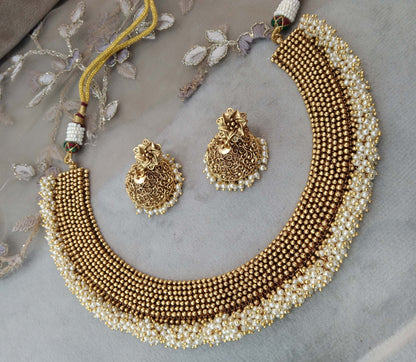 Gold polki Necklace set Indian selvi Jewellery