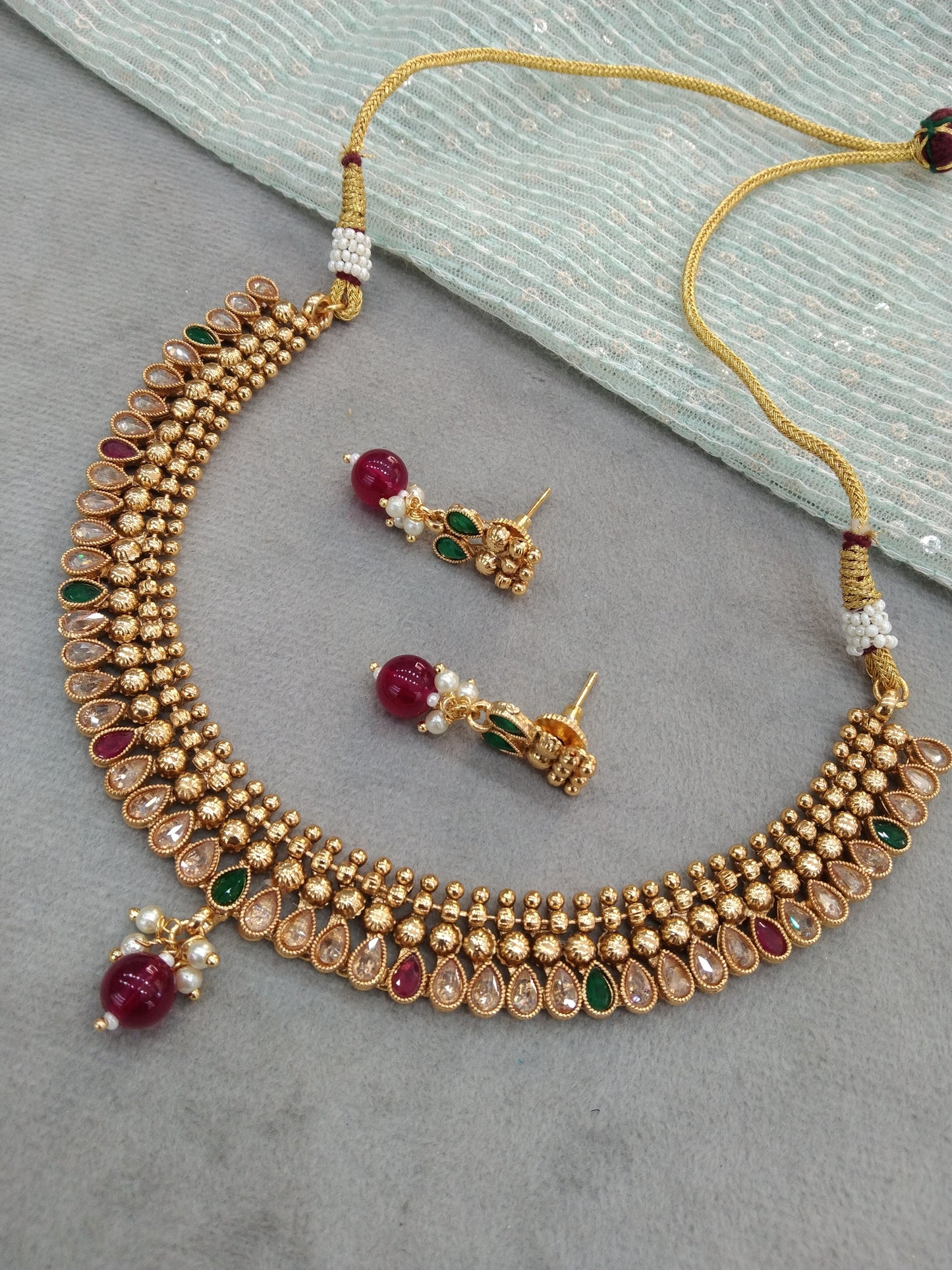 Gold polki Necklace set Indian siva Jewellery