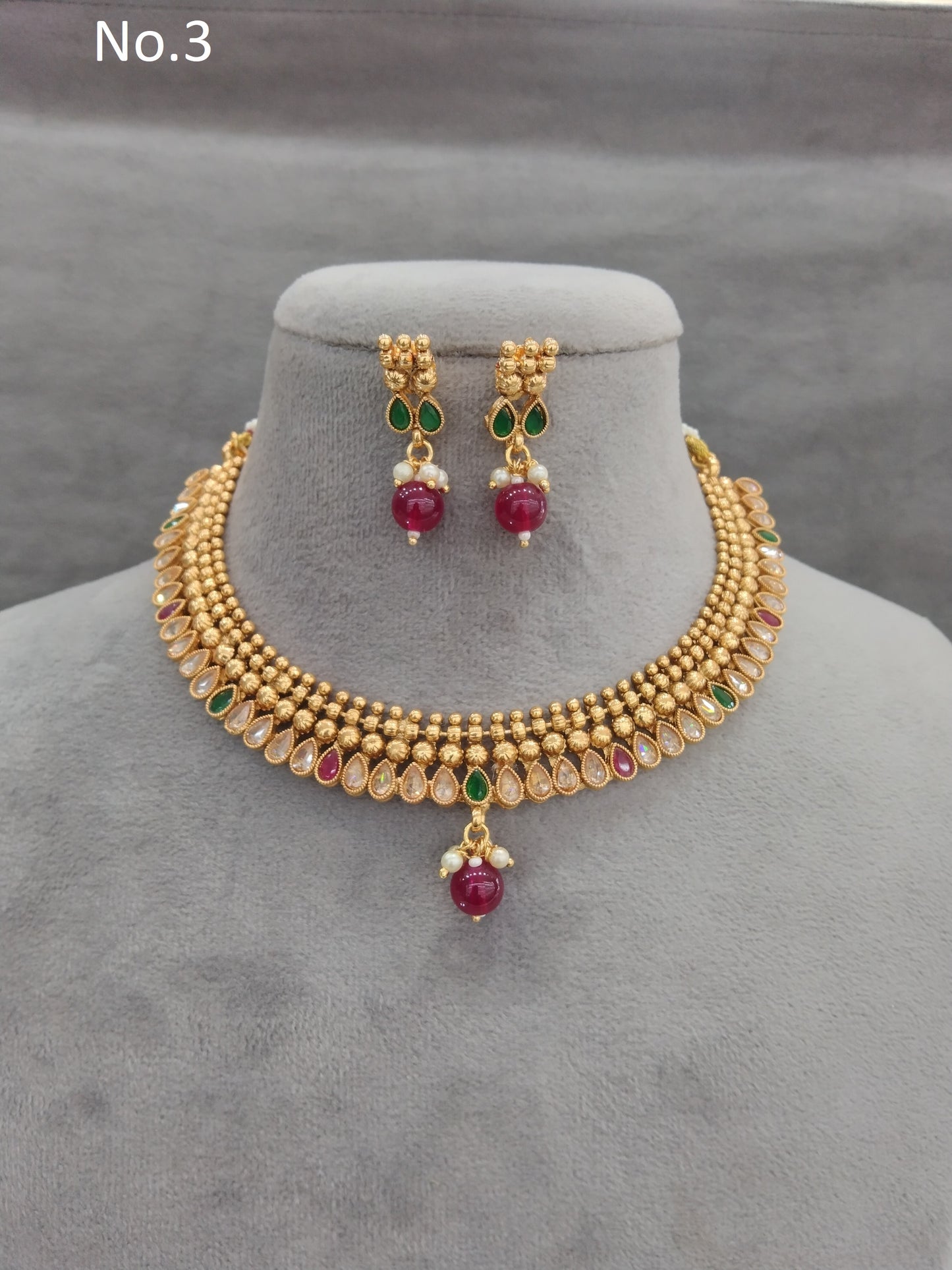 Gold polki Necklace set Indian siva Jewellery