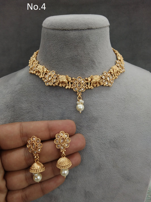 Gold polki Necklace set Indian siva Jewellery