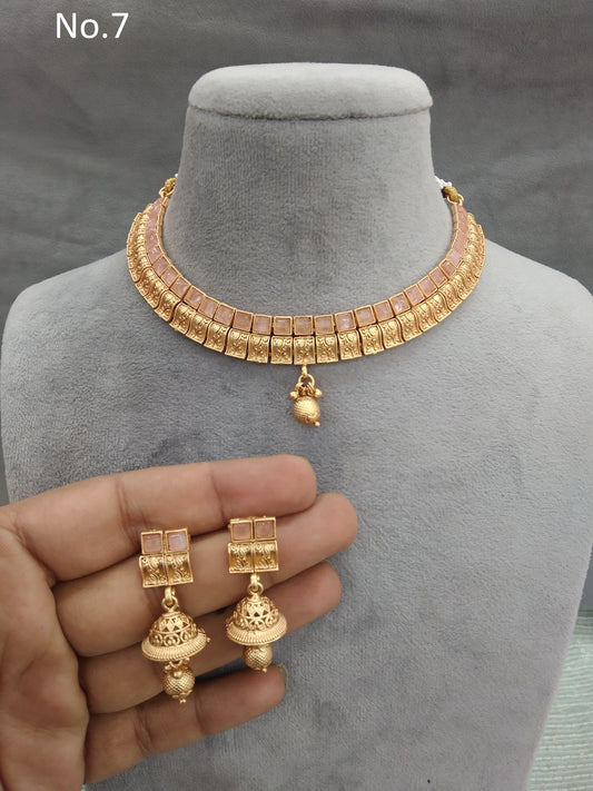 Gold polki Necklace set Indian siva Jewellery