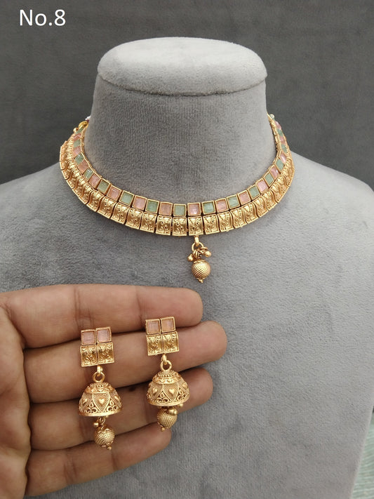 Gold polki Necklace set Indian siva Jewellery