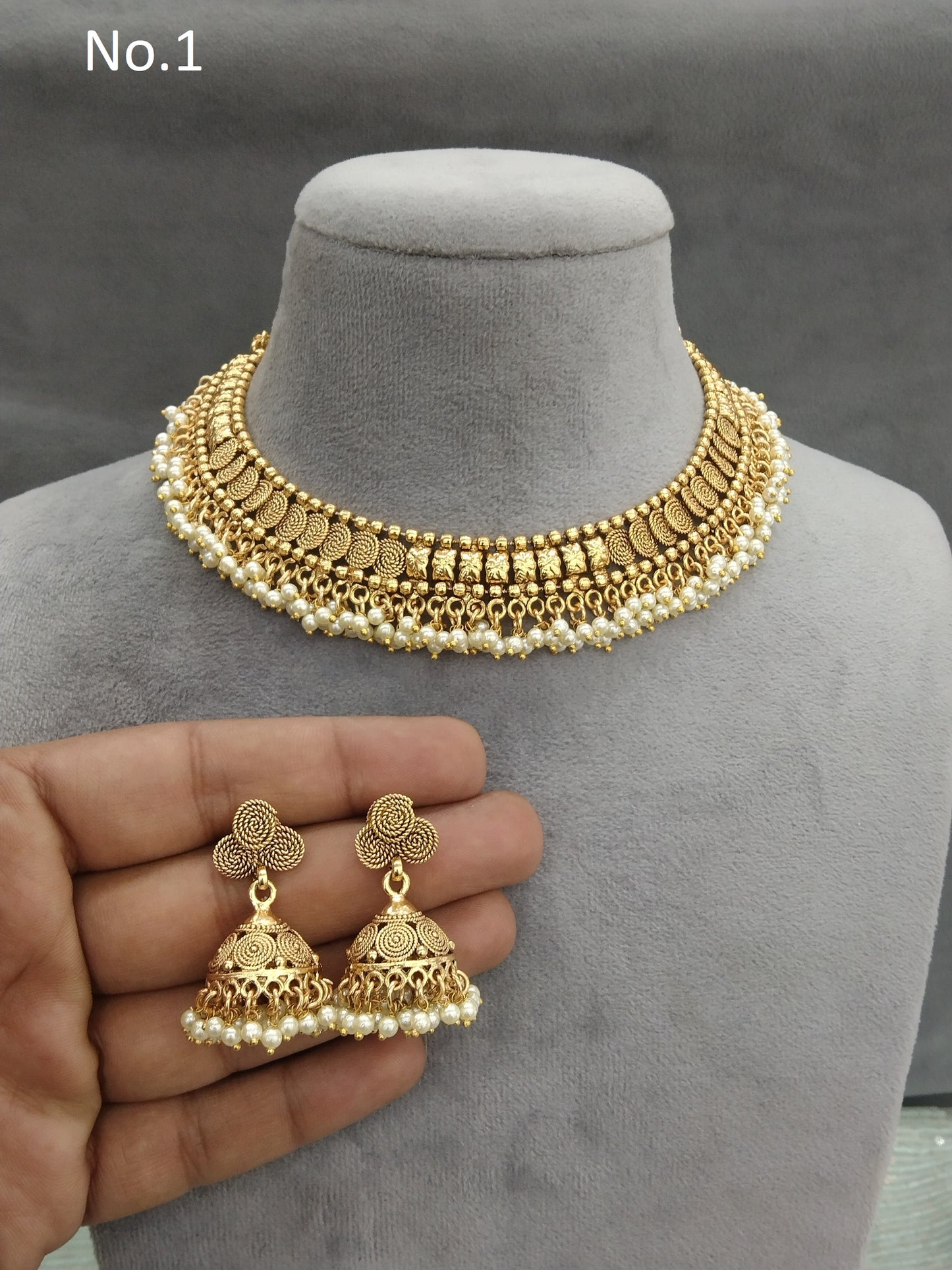 Gold polki Necklace set Indian siva Jewellery