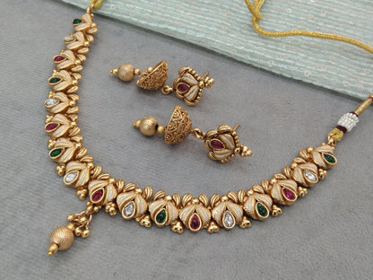 Gold polki Necklace set Indian siva Jewellery