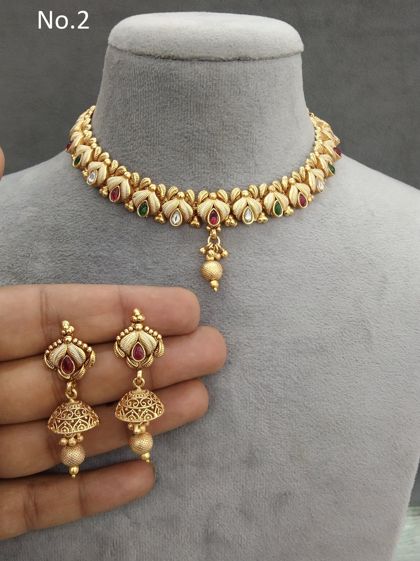 Gold polki Necklace set Indian siva Jewellery