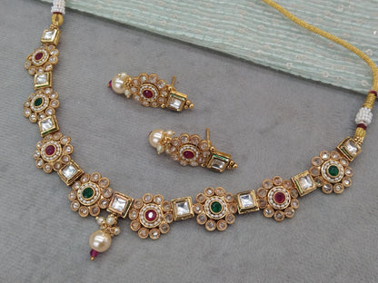 Gold polki Necklace set Indian siva Jewellery