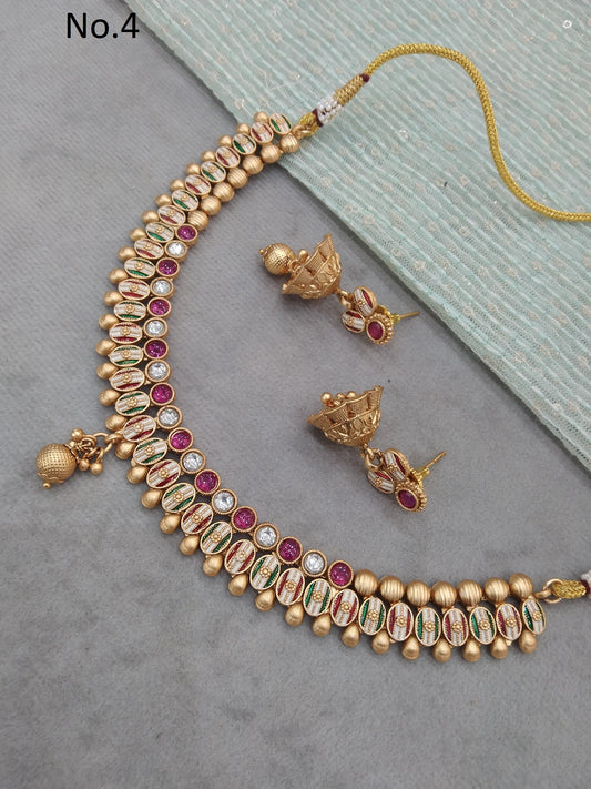 Gold polki Necklace set Indian siva Jewellery