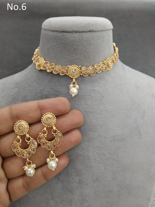 Gold polki Necklace set Indian siva Jewellery