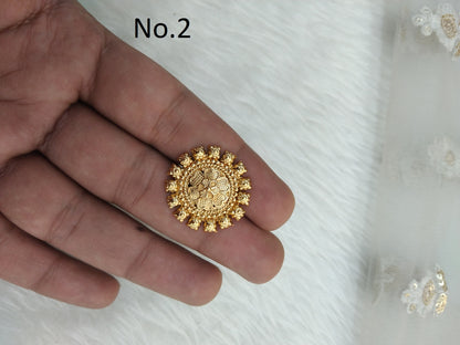 Indian Ring /Adjustable gold finish Finger rings round bridal cocktail ring delvi hand accessory