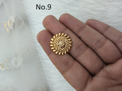 Indian Ring /Adjustable gold finish Finger rings round bridal cocktail ring delvi hand accessory