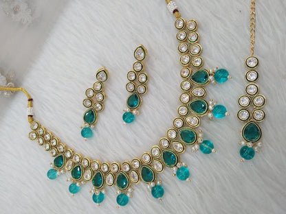 Indian Jewellery/Bridal Gold rama green Kundan necklace Set Jewellery swaziland