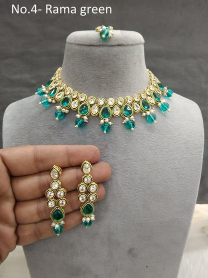 Indian Jewellery/Bridal Gold rama green Kundan necklace Set Jewellery swaziland