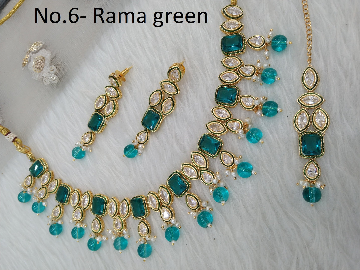 Indian Jewellery/Bridal Gold rama green Kundan necklace Set Jewellery swaziland