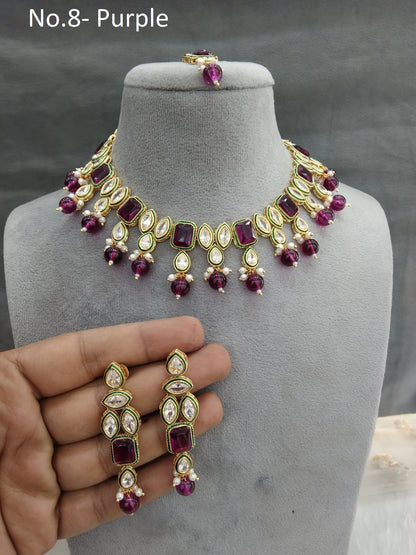 Indian Jewellery/Bridal Gold purple Kundan necklace Set Jewellery swaziland