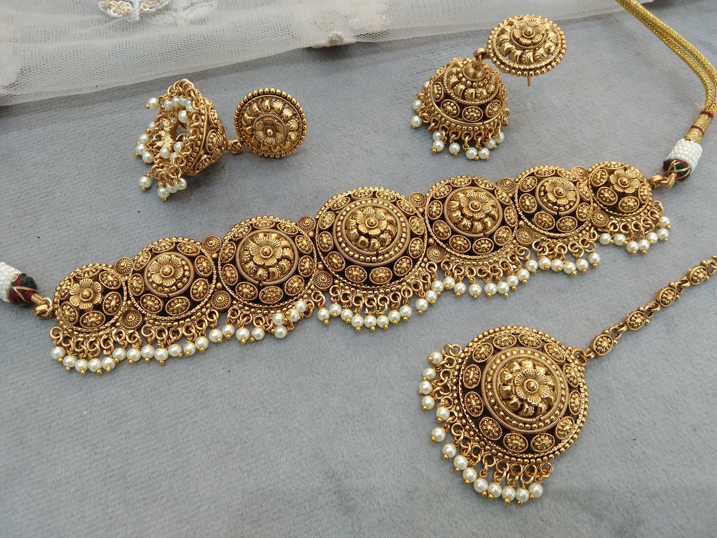 Gold Look Punjabi Polki Choker Indian Jewellery Selvi Set