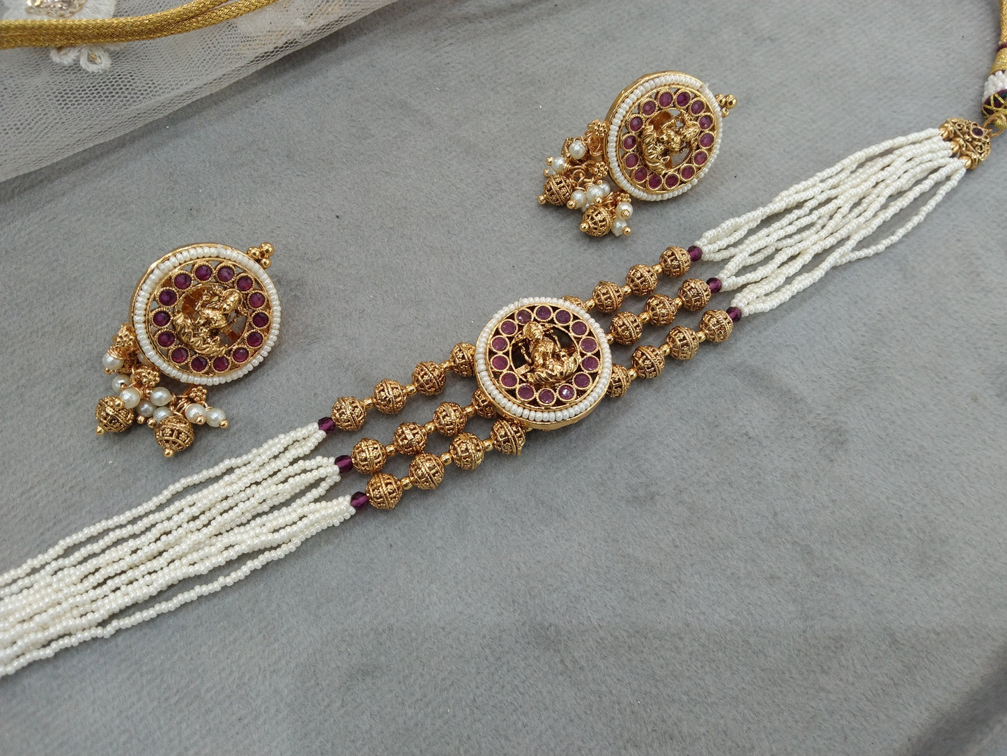 Gold polki choker Jewellery set/ Gold choker komal set