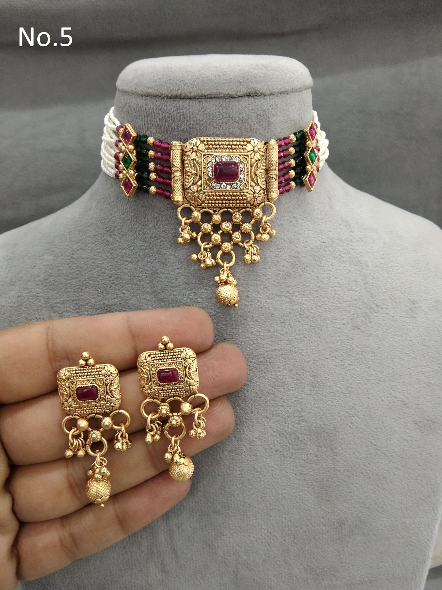 Gold polki choker Jewellery set/ Gold choker komal set