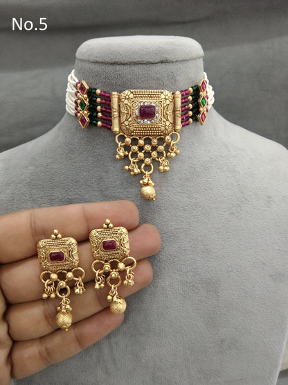 Gold polki choker Jewellery set/ Gold choker komal set