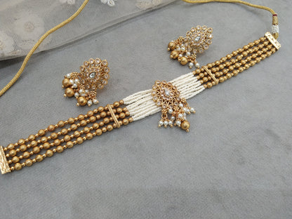 Gold polki choker Jewellery set/ Gold choker komal set