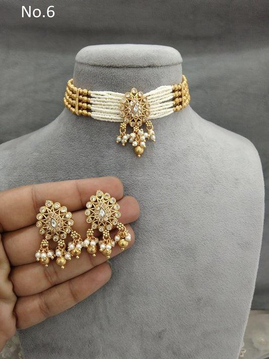 Gold polki choker Jewellery set/ Gold choker komal set