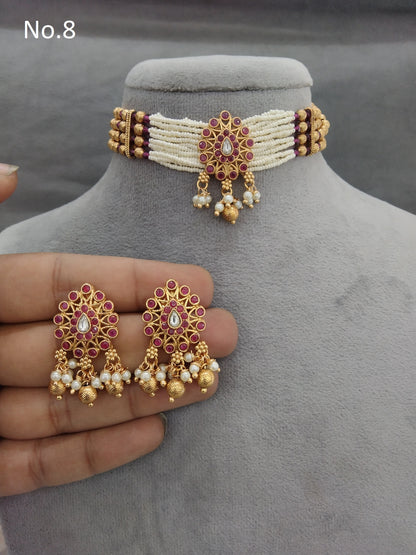 Gold polki choker Jewellery set/ Gold choker komal set