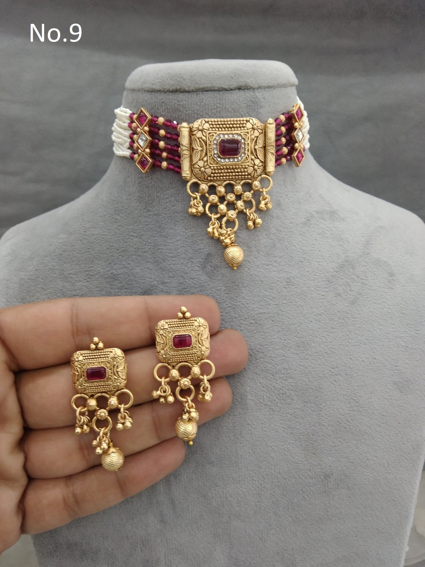 Gold polki choker Jewellery set/ Gold choker komal set