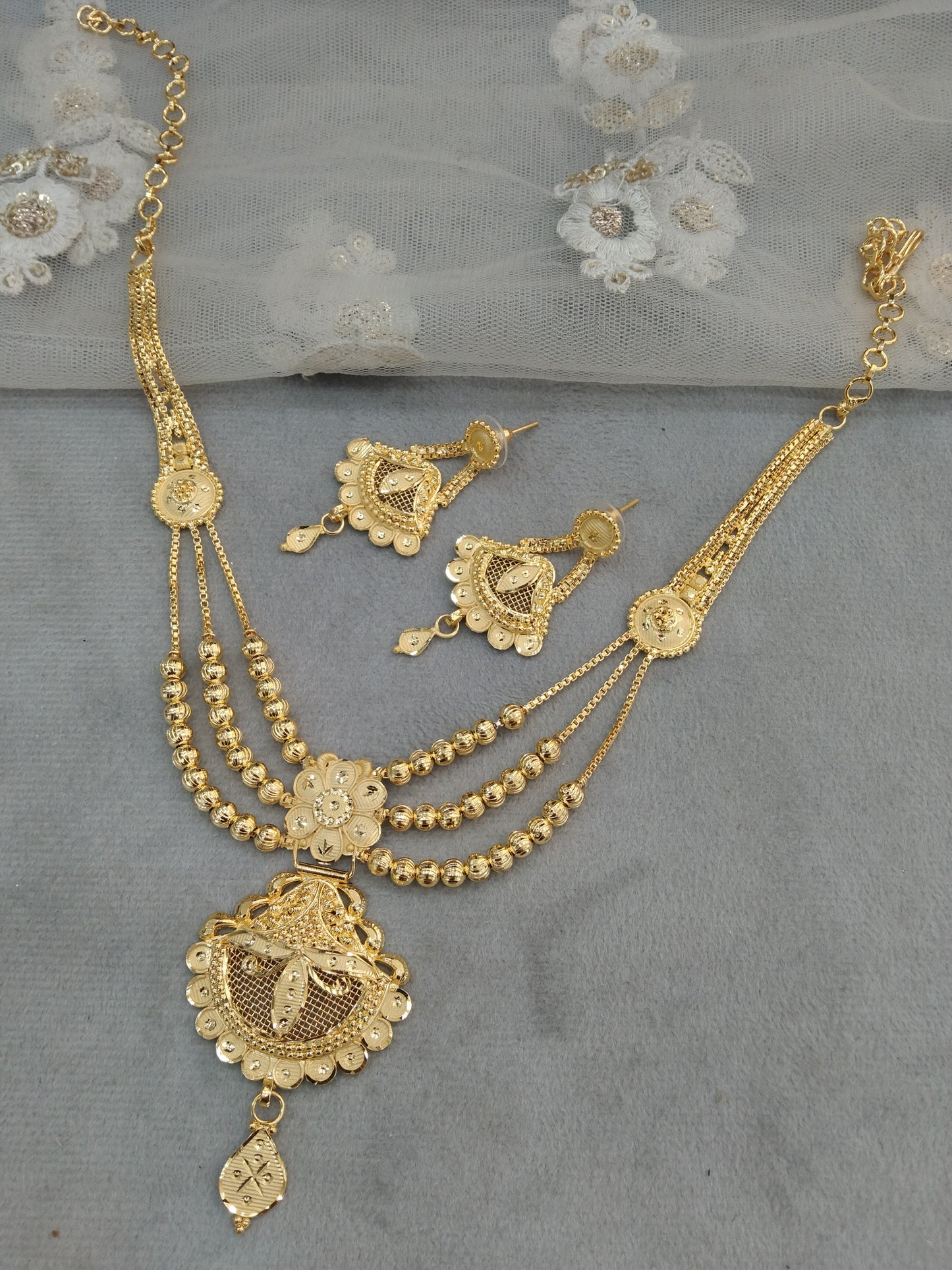 Gold Jewellery Necklace Jewellery set/Gold finish 1 gram forming South Indian bridal gline Jewellery