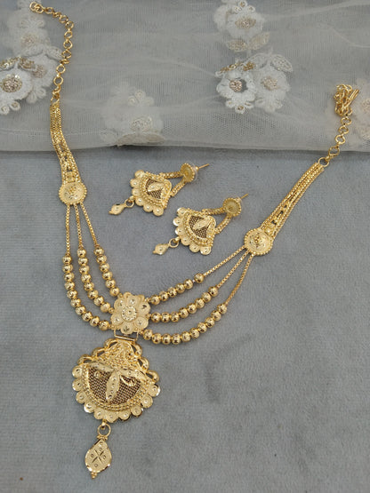 Gold Jewellery Necklace Jewellery set/Gold finish 1 gram forming South Indian bridal gline Jewellery