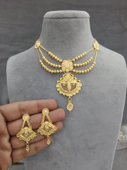 Gold Jewellery Necklace Jewellery set/Gold finish 1 gram forming South Indian bridal gline Jewellery