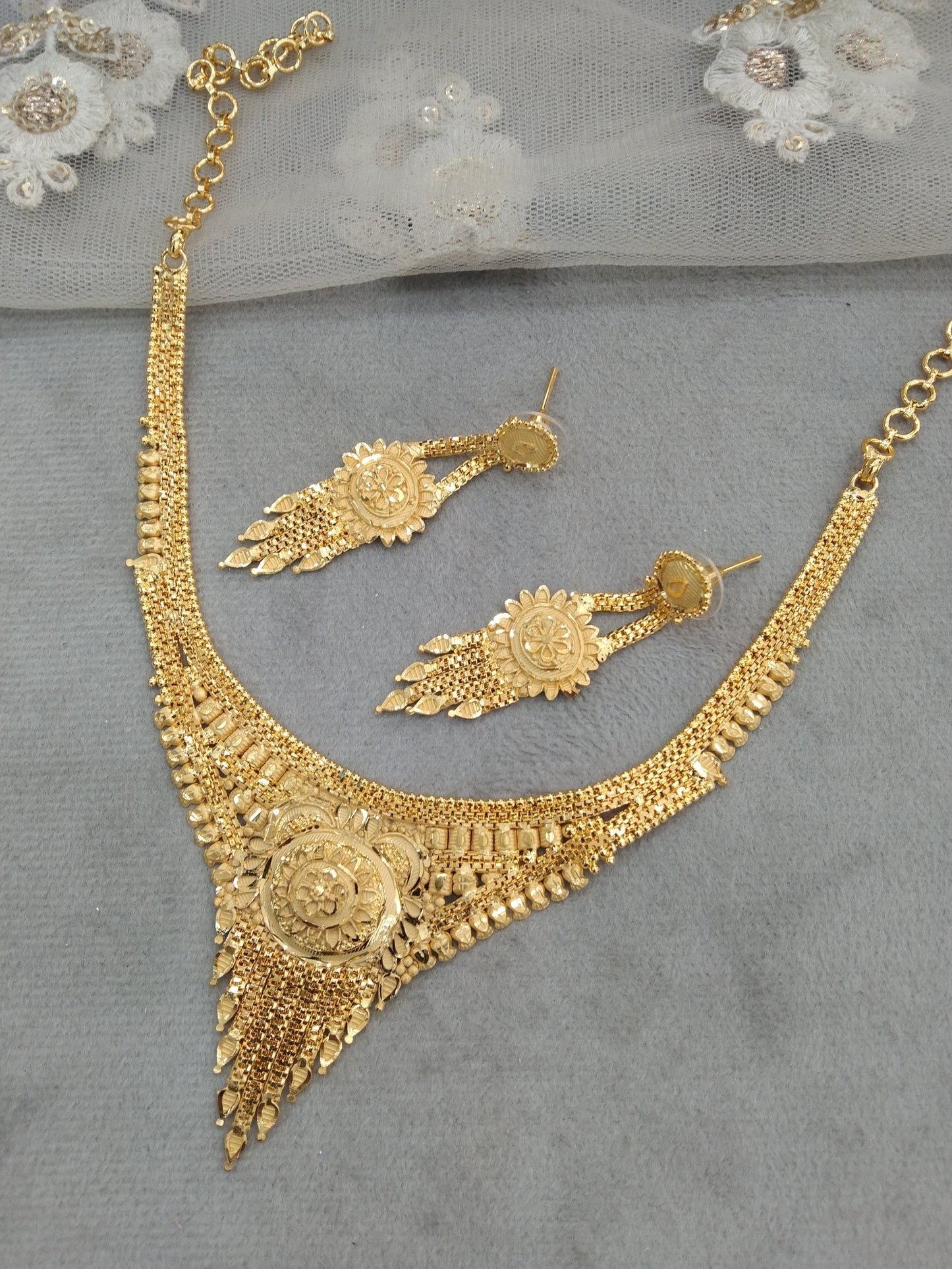 Gold Jewellery Necklace set/Gold finish 1 gram forming South Indian bridal gline Jewellery