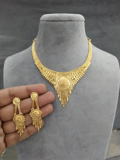 Gold Jewellery Necklace set/Gold finish 1 gram forming South Indian bridal gline Jewellery