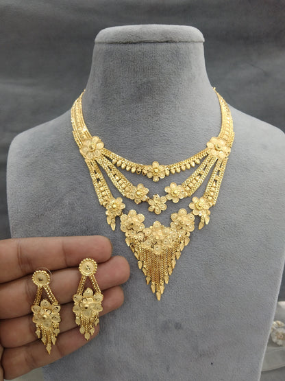 Gold Jewellery Necklace Jewellery set/Gold finish 1 gram forming South Indian bridal gline Jewellery