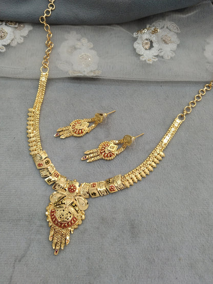 Gold Jewellery Necklace set/Gold finish 1 gram forming South Indian bridal gline Jewellery