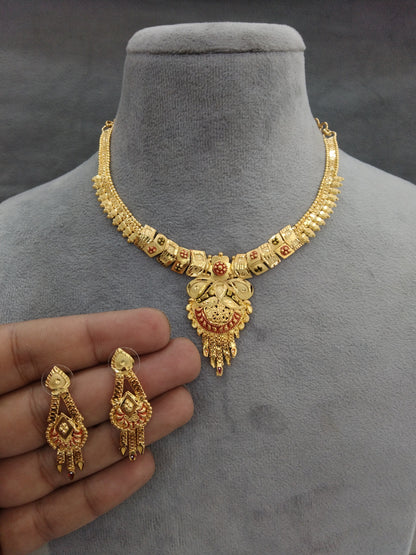 Gold Jewellery Necklace set/Gold finish 1 gram forming South Indian bridal gline Jewellery