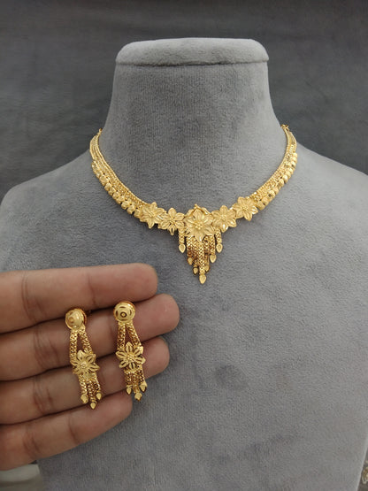 Gold  Jewellery Necklace Jewellery set/Gold finish 1 gram forming South Indian bridal gline Jewellery