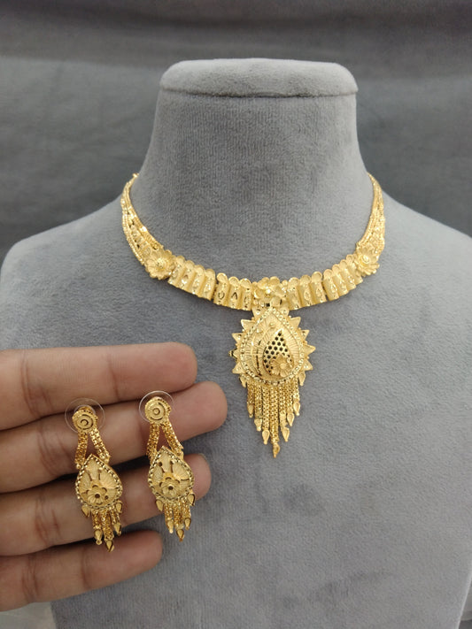 Gold Jewellery Necklace Jewellery set/Gold finish 1 gram forming South Indian bridal gline Jewellery