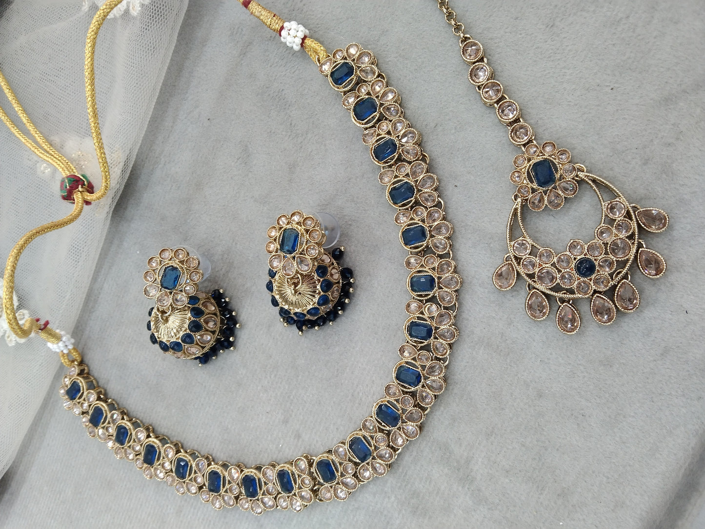 Antique Gold Necklace Jewellery  Set/ dark gold  Indian Bridal Wedding niti Jewellery online