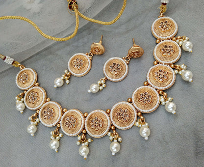 Antique Gold Polki Necklace Set Indian challa Jewellery Online