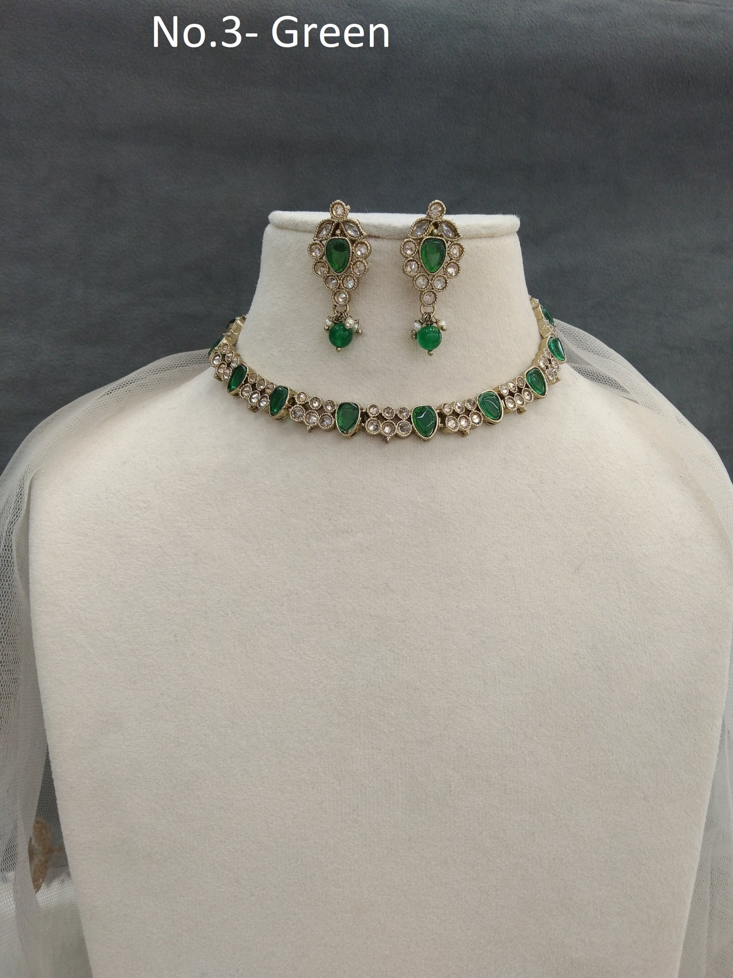 Antique gold green necklace Set/ Necklace Set Jewellery set //Bridesmaid trenton Jewellery/Indian jewellery Set