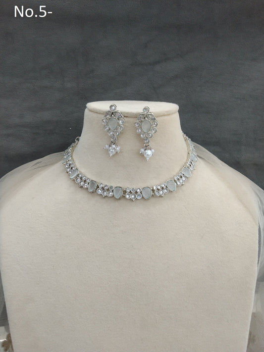 Silver necklace Set/ Necklace Set Jewellery set //Bridesmaid trenton Jewellry/Indian jewellery Set