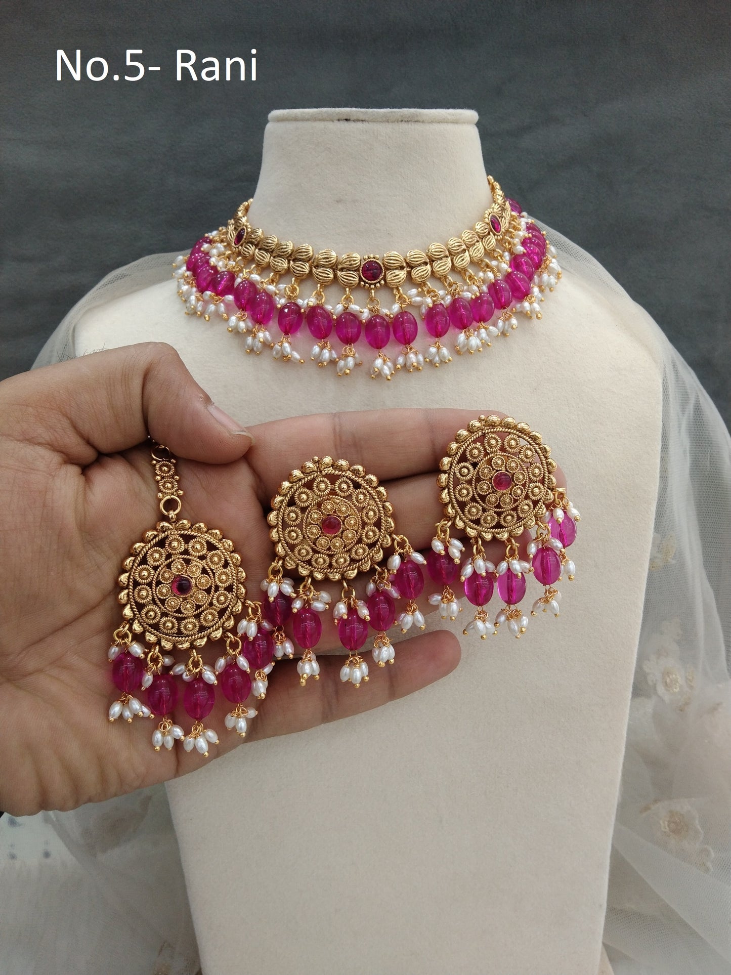 Gold rani polki necklace Indian punjabi birpal Jewellery