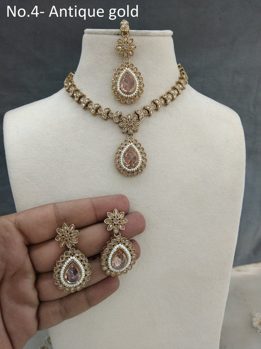 Antique Gold Necklace set/ Antique necklace Indian rishi jewellery set