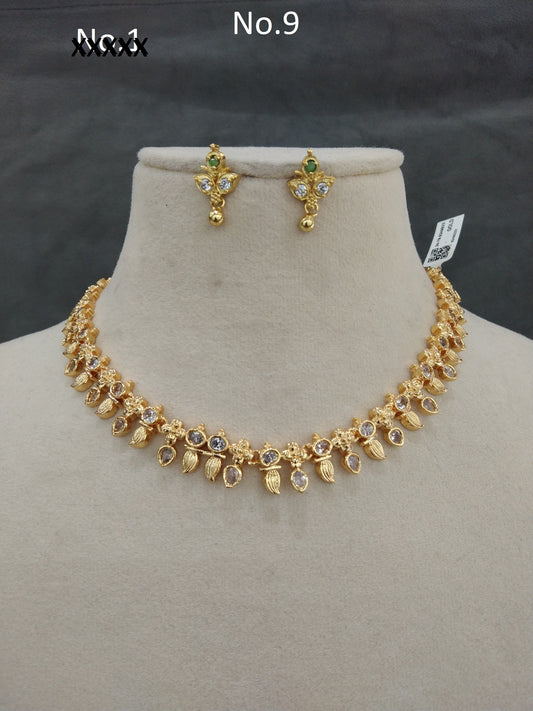 Antique Gold Necklace Set/ gold polki necklace Indian tishi Jewellery Online