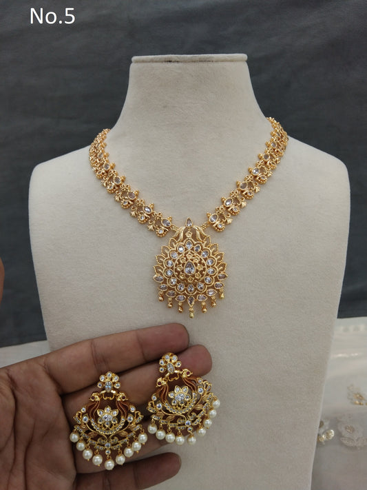 Gold Necklace Jewellery Set/ gold polki necklace Indian tishi Jewellery