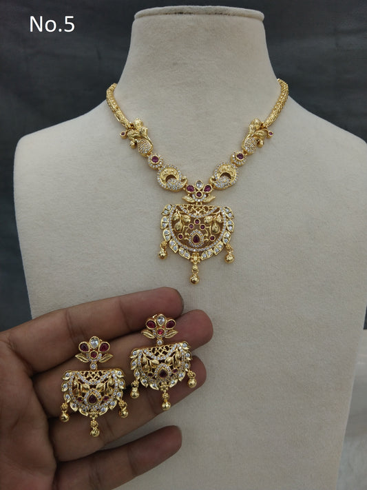 Gold Necklace Jewellery Set/ gold polki necklace Indian tishi Jewellery